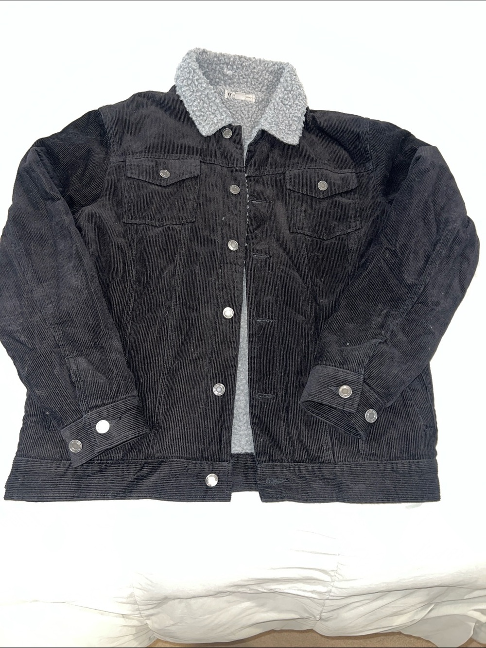 Men's Black Corduroy Sherpa Collar Jean Jacket